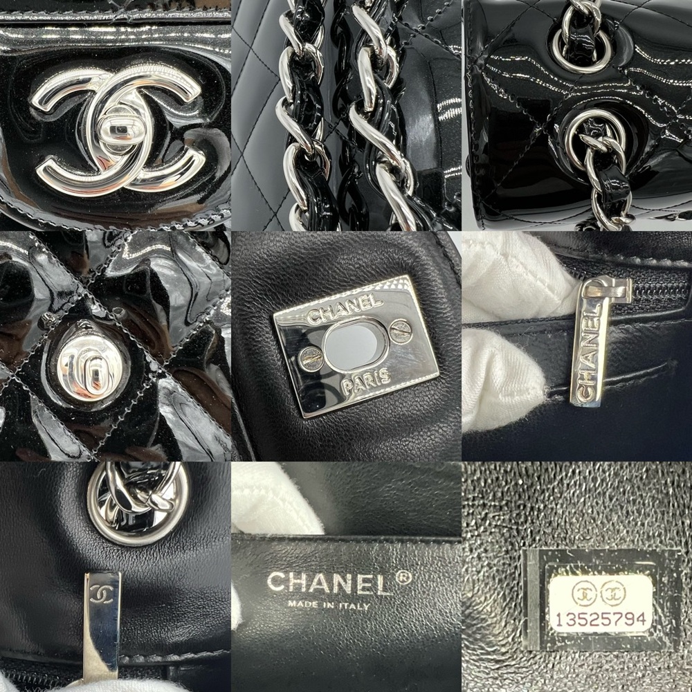 Authentic Chanel Classic Glossy shimmery black Patent leather Maxi single flap - Picture 17 of 17